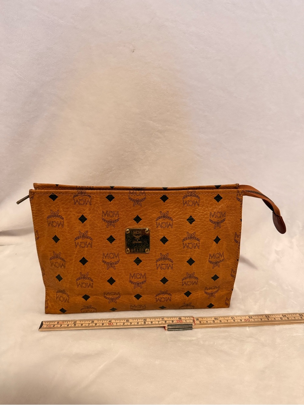 MCM Visetos Cognac Pouch